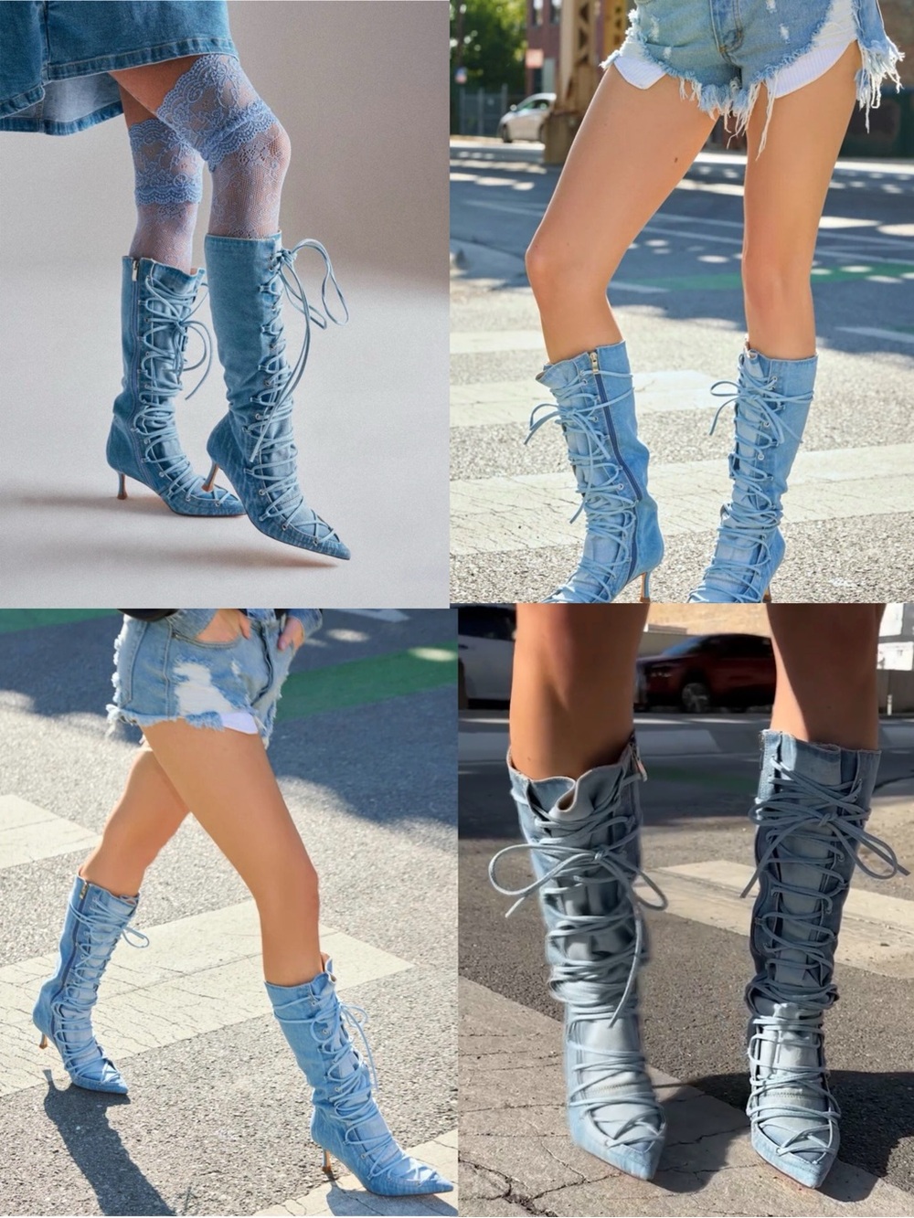 AKIRA AZALEA WANG EMMALINE DENIM STILETTO BOOT Size 66